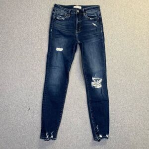 Brunch High Rise Cuffed Skinny jeans womens 29 distressed dark wash